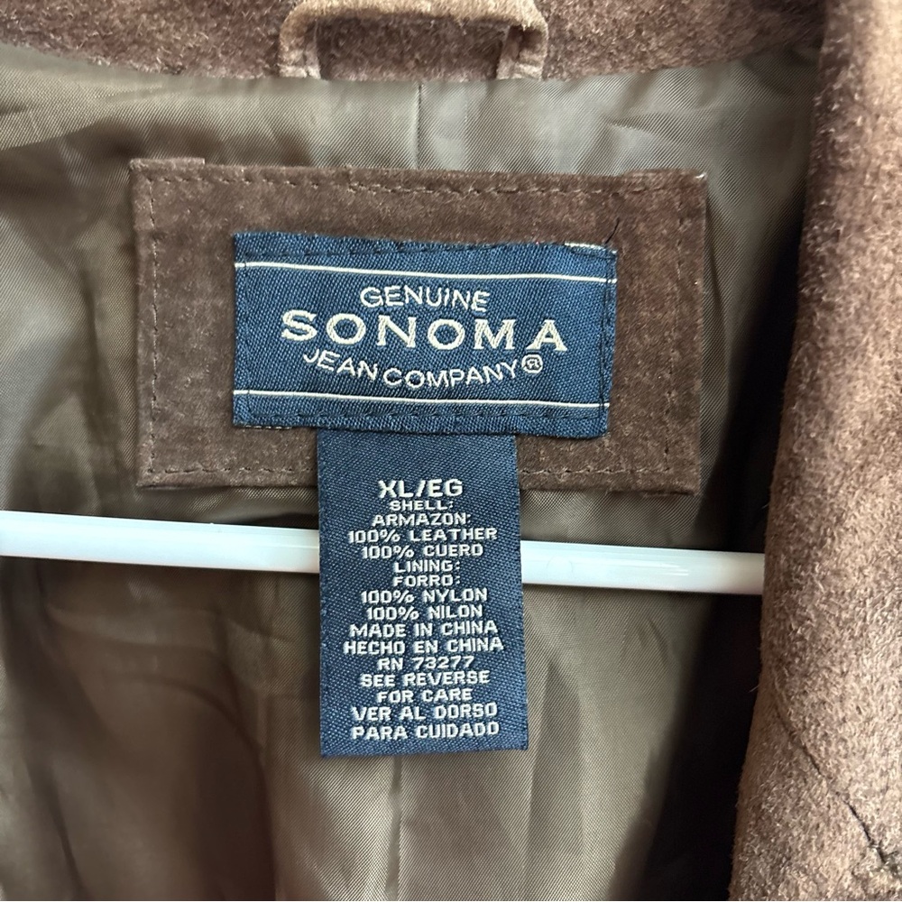 Vintage Fitted Leather Suede Sonoma Jacket Womens XL With Stitching Detail Brown - Picture 6 of 15